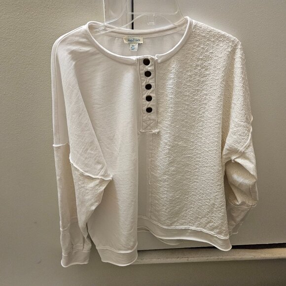 Sundance White XXL Shirt Top Lightweight Terry Sweatshirt Mixed Lace Cotton - Picture 1 of 9